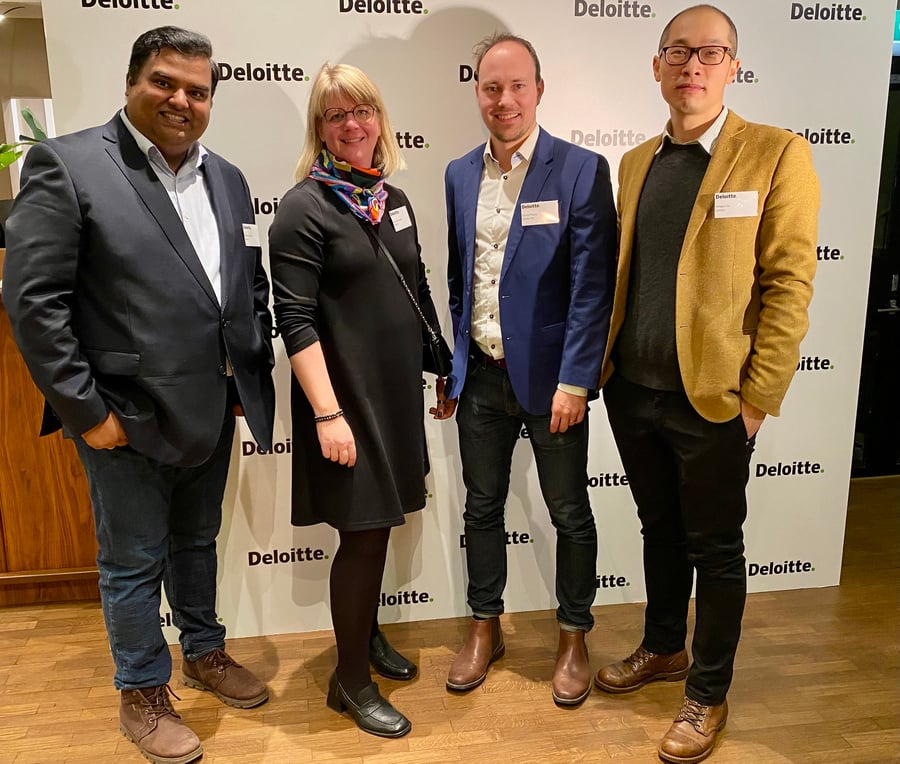 Dr Apramey Dube, Dr Outi Somervuori, Dr Tommi Pajala and Dr Hongyu Su representing Cambri at Deloitte.