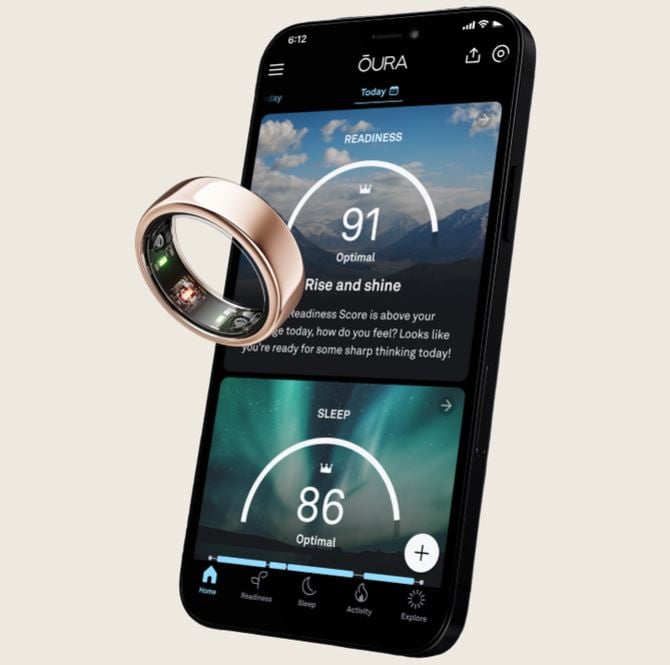 oura rose gold smart ring and mobile phone app